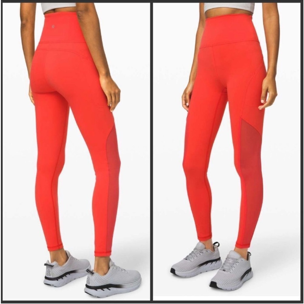 lululemon athletica High-Rise Red Leggings with Mesh Panel